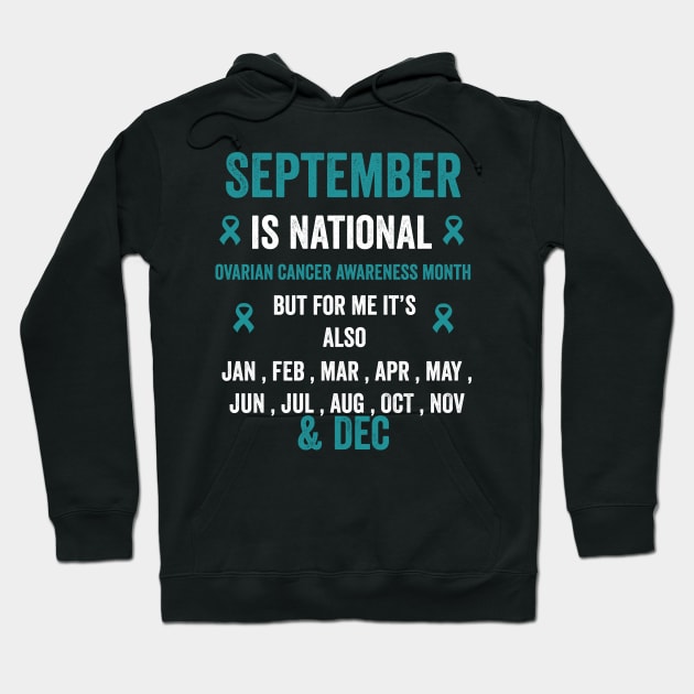 September is national ovarian cancer awareness month but for me - teal ribbon awareness Hoodie by Merchpasha1